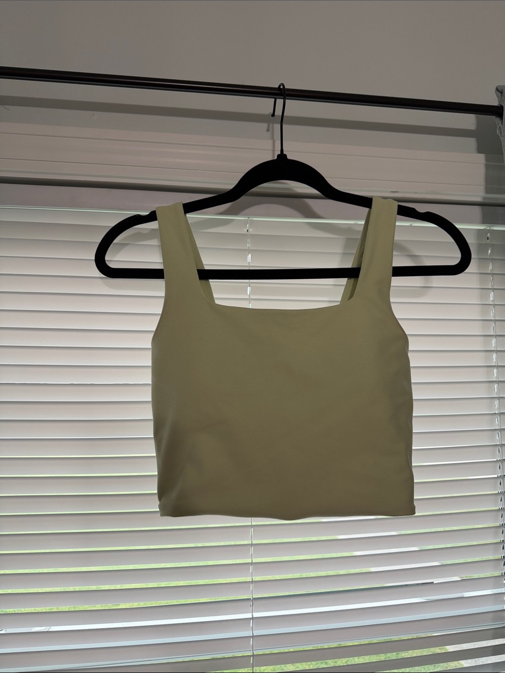 Abercrombie YPB Cropped Square-Neck Tank Top in Light Green